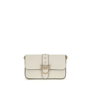PINKO White Calf Leather Bos Taurus Shoulder Bag
