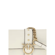 PINKO White Calf Leather Bos Taurus Shoulder Bag