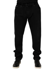 Dolce & Gabbana Black Cotton Regular Denim Men Trouser Jeans