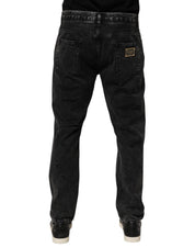 Dolce & Gabbana Black Washed Ripped Loose Cotton Denim Jeans