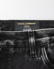 Dolce & Gabbana Black Washed Ripped Loose Cotton Denim Jeans
