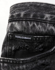 Dolce & Gabbana Black Washed Ripped Loose Cotton Denim Jeans