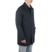 Aquascutum Blue Cotton Men's Trench Coat