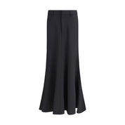 Balenciaga Black Fleece Wool Long Skirt