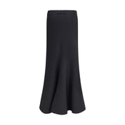 Balenciaga Black Fleece Wool Long Skirt