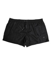 Dolce & Gabbana Black Logo Polyester Beachwear Shorts Swimwear