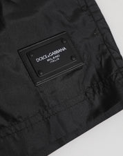 Dolce & Gabbana Black Logo Polyester Beachwear Shorts Swimwear