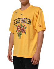 Dolce & Gabbana Yellow Secret Graden Floral Cotton CrewNeck T-shirt