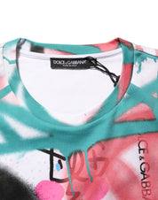 Dolce & Gabbana White Graffiti Crew Neck Short Sleeves T-shirt
