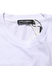 Dolce & Gabbana White Graphic Print Cotton Crew Neck T-shirt