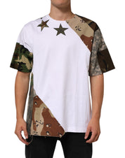 Dolce & Gabbana White Camouflage Patckwork Men Cotton T-shirt