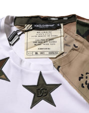 Dolce & Gabbana White Camouflage Patckwork Men Cotton T-shirt