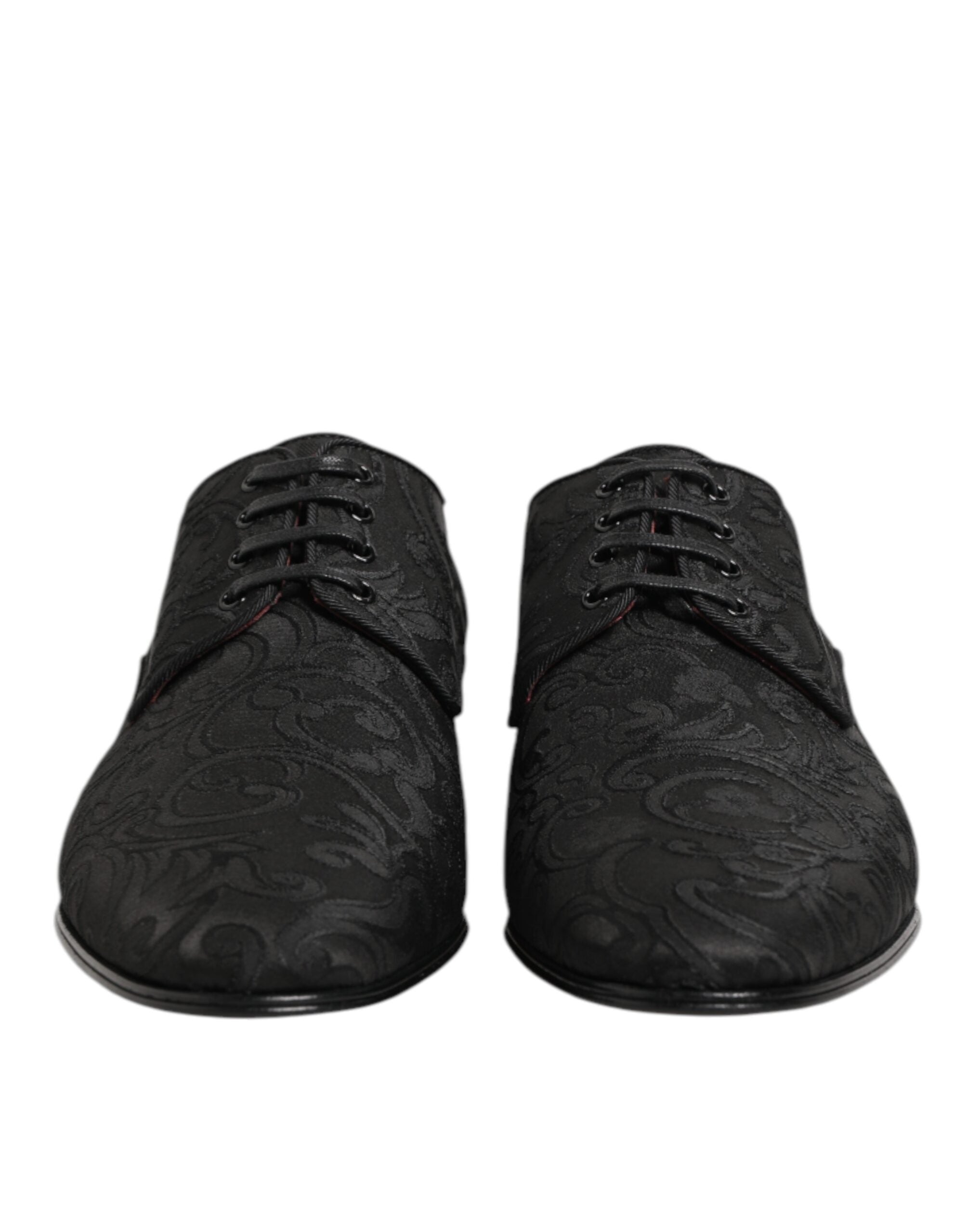 Dolce & Gabbana Black Brocade Lace Up Derby Men Dress Shoes