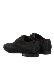 Dolce & Gabbana Black Brocade Lace Up Derby Men Dress Shoes