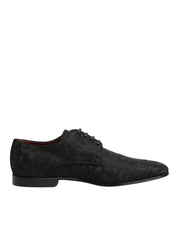 Dolce & Gabbana Black Brocade Lace Up Derby Men Dress Shoes