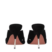 Amina Muaddi Black Leather Stiletto Heel Sandals