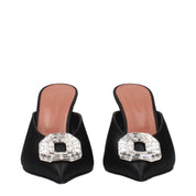 Amina Muaddi Black Satin High Heel Pumps