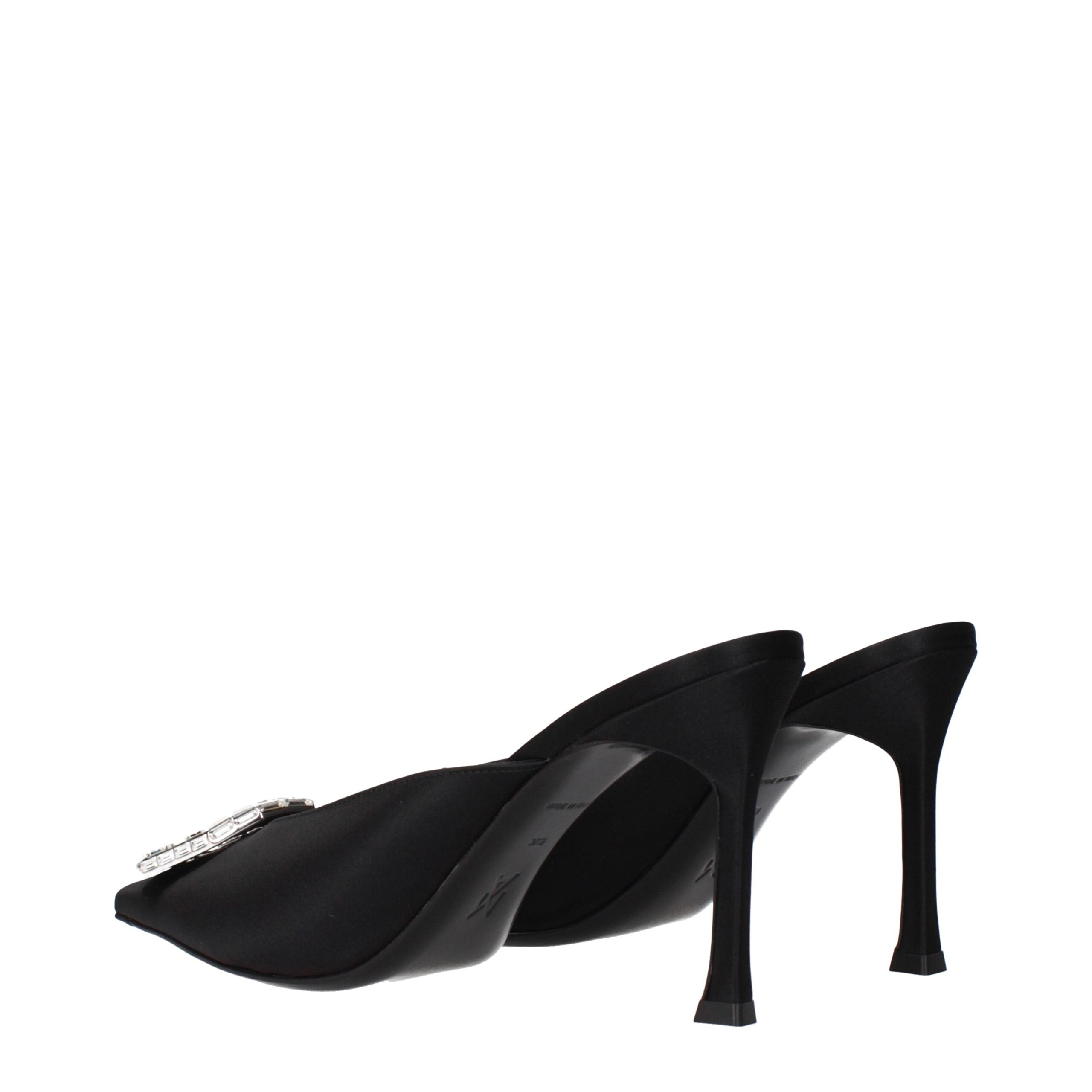 Amina Muaddi Black Satin High Heel Pumps