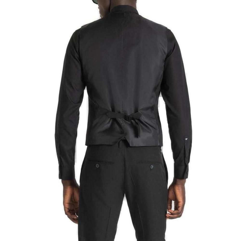 Antony Morato Black Polyester Waistcoat