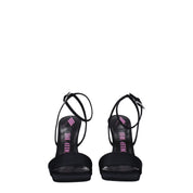 The Attico Black Satin Stiletto Heel Sandals