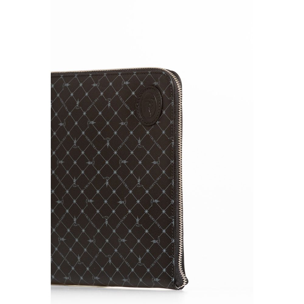 Trussardi Black Leather Clutch Bag