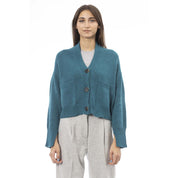 Alpha Studio Teal Merino Wool Women Cardigan