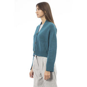 Alpha Studio Teal Merino Wool Women Cardigan