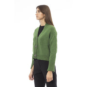 Alpha Studio Green Merino Wool Women Cardigan