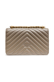 PINKO Grey Leather Love One Mini Shoulder Bag