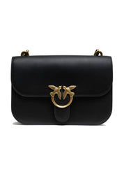 PINKO Black Leather Love Bell Classic Shoulder Bag