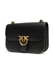 PINKO Black Leather Love Bell Classic Shoulder Bag