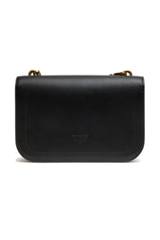 PINKO Black Leather Love Bell Classic Shoulder Bag
