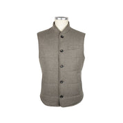 Made in Italy Brown Wool Sleveless Jacket