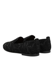 Dolce & Gabbana Black Brocade Loafers Slip On Men Dress Shoes