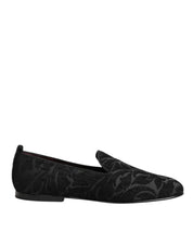 Dolce & Gabbana Black Brocade Loafers Slip On Men Dress Shoes