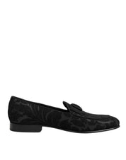 Dolce & Gabbana Black Brocade Crown Loafers Dress Shoes