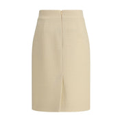 Valentino Cream Fleece Wool Skirt