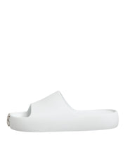 Dolce & Gabbana White Logo Slides Sandals Men Beachwear Shoes