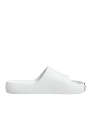 Dolce & Gabbana White Logo Slides Sandals Men Beachwear Shoes
