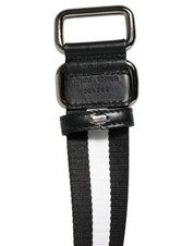 Dolce & Gabbana Black White Striped Metal Buckle Men Belt