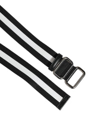 Dolce & Gabbana Black White Striped Metal Buckle Men Belt