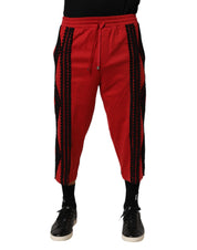 Dolce & Gabbana Red Embroidered Casual Cropped Trouser Pants