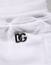 Dolce & Gabbana White Cotton Ripped Bermuda Sweatpants Shorts