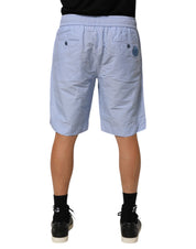 Dolce & Gabbana Light Blue Linen Mid Waist Men Bermuda Shorts