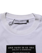 Dolce & Gabbana White Cotton Logo Print Crew Neck Men T-shirt