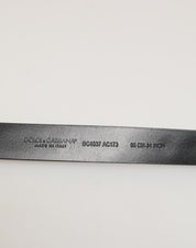 Dolce & Gabbana Black Leather Studded Silver-Tone Buckle Belt