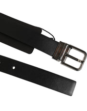 Dolce & Gabbana Black Leather Studded Silver-Tone Buckle Belt