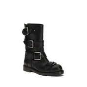 Dolce & Gabbana Black Calf Leather Bos Taurus Lace-Up Boots