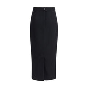 Dolce & Gabbana Black Fleece Wool Long Skirt