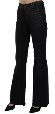 John Galliano Black Washed High Waist Flared Denim Casual Pants Jeans
